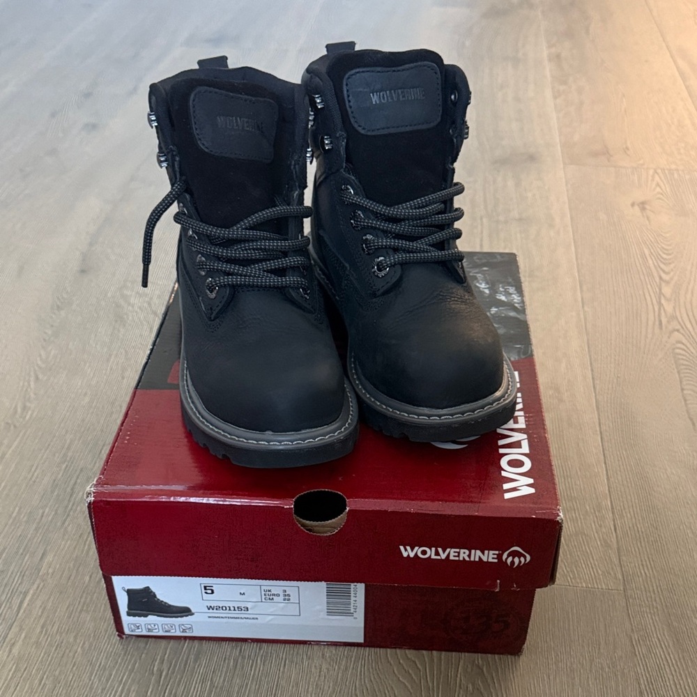 Wolverine Black Lace-Up Boots